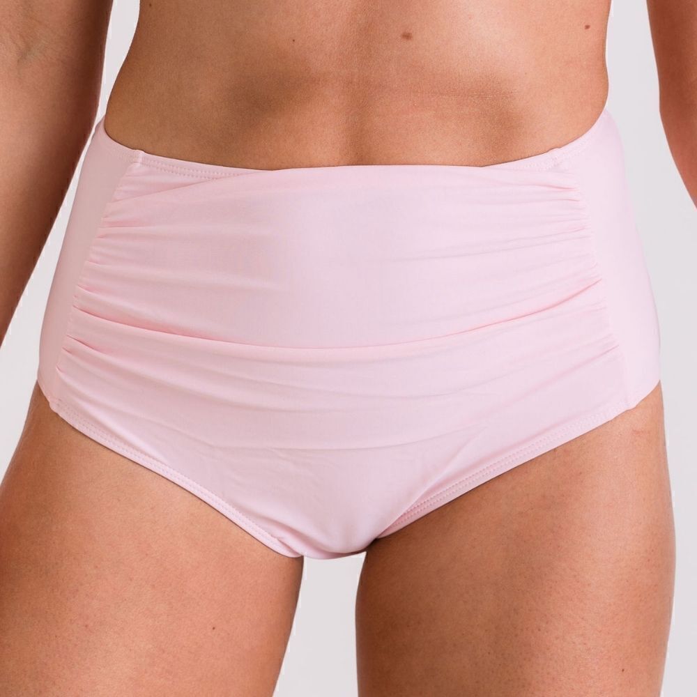 High Waist Ruched Bikini Bottom Soft Pink - Picture 2 of 10